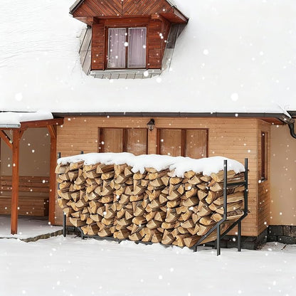 6 ft Firewood Rack Outdoor, Heavy Duty Metal Fire Wood Rack for 880LBS Capacity, 1/4 Cord Log Holder with 12 Support Legs for Patio, Porch and Indoor Fireplace