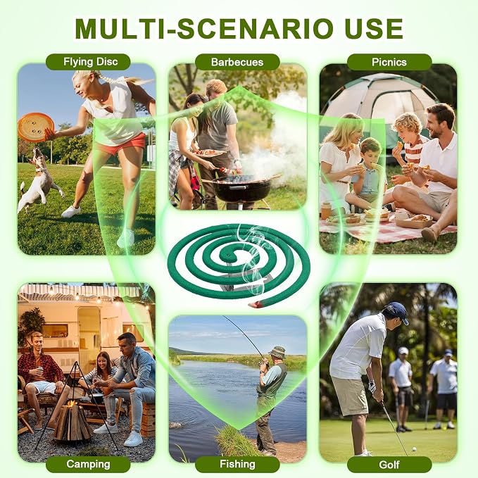NomoBuzz Mosquito Repellent Coils for Outdoor Patio, 40 Count with 6 Metal Stands, Citronella & Lemongrass Plant-Based Mosquito Coils, DEET-Free, Long Lasting 5–7 Hours