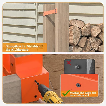 Mr IRONSTONE Firewood Rack Outdoor Indoor, Adjustable to ANY Length Firewood Log Rack Brackets Kit, Heavy Duty Fire Wood Storage Racks, Fireplace Wood Holder for Patio Deck