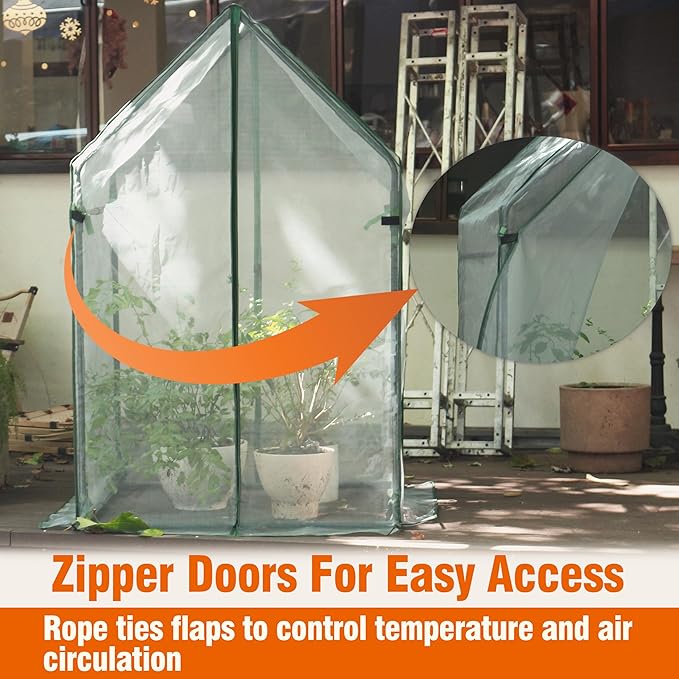 Gardzen Mini Greenhouse with Zipped Mesh Cover, Steel Frame Portable Outdoor Greenhouse, Enhanced Ventilation, Ideal for Spring, Summer & Fall 36.2"(L) x36.2(W) x59.5(H)