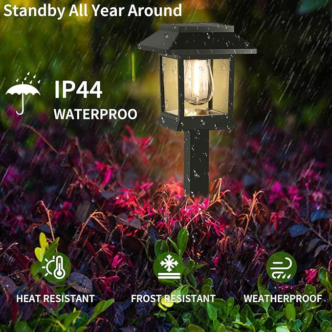Greluna Solar Lights Outdoor,12 Pack 3000K Waterproof Auto On/Off Solar Pathway Lights for Your Garden, Landscape, Path, Yard, Patio, Driveway,Walkway Decor