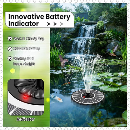 Yzert Solar Fountain with 2000mAh Battery & Innovative Indicator Works in Cloudy Day, 3.5W 2026 Glass Solar Water Fountain Pump Flower Shape with 7 Nozzles for Bird Baths, Ponds, Outdoors (White)