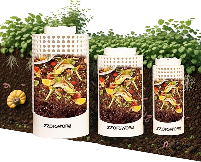 Inground Worm Farm Compost Bin Kit Recycling Kitchen Food Waste to Raised Garden Beds Outdoor with Holes&Lids in Bed&Home