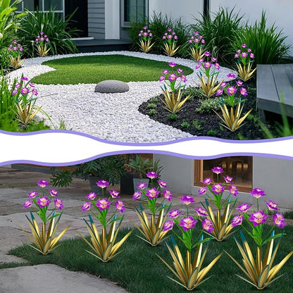 Homight Metal Agave Plant Outdoor Decoration Outdoor Garden Decoration Daffodils Flowers Mexican Yard Art Daffodils Flowers Decorative Garden Gift (2 Big Purple Daffodil)