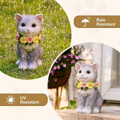 Garden Statue Cat Figurine Decor – Outdoor Decoration for Garden Yard Lawn Home Decor Outside : Fahters Day Memorial Gifts