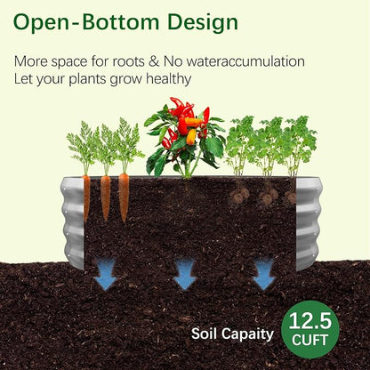 Galvanized Garden Bed Kit for Vegetables/Herbs/Flowers 4x4x1 Outdoor Raised Planter Box