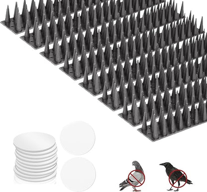 Bird Spike Strips for Outdoor Surfaces with Adhesive Strips (8, Black)