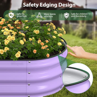 Winpull Raised Garden Bed Kit, 5x2x1 ft Galvanized Planter Box Outdoor with Safety Edging, Large Metal Raised Beds for Gardening Vegetables Flower Fruits (Provence Purple)