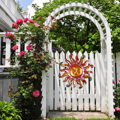 Metal Sun Wall Decor Outdoor Sunface Yard Art for Porch Door Patio Garden Home Indoor Sculpture Decorations