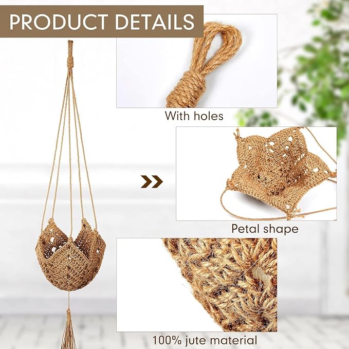 Shappy 3 Pack Boho Macrame Plant Hanger, Large Hanging Planter Plant Holder Pot Hanger Hanging Basket Wall Planters, Plants Lover Gift for Indoor Garden (Classic,Brown)