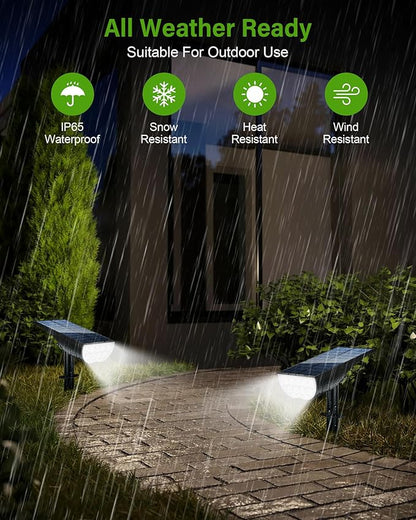 Solar Spot Lights Outdoor Waterproof, Solar Landscape Lights Outdoor IP65 Waterproof, 3 Brightness Modes Dusk to Dawn Solar Spotlight Outdoor for Yard Garden Pathway Tree, Cool White, 4 Pack