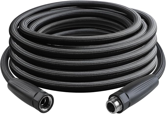 HQMPC Garden Hose 5/8"IDx30' Hose Stiff And Rigid Light Weight Durable Non Kinking Water Hose For Garden Lawn Waterring Female Brass Hose Fittings 30 FEET Black(Leight weigh arround 1 kgs)