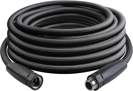 HQMPC Garden Hose 5/8"IDx30' Hose Stiff And Rigid Light Weight Durable Non Kinking Water Hose For Garden Lawn Waterring Female Brass Hose Fittings 30 FEET Black(Leight weigh arround 1 kgs)