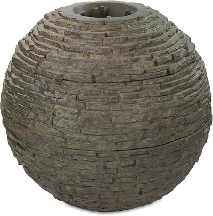 Aquascape Stacked Slate Sphere Fountain, 32 Inch Diameter (81 cm), Lightweight Fiber-Resin Composite Decorative Water Feature, Includes Tubing for Easy Setup, 78288