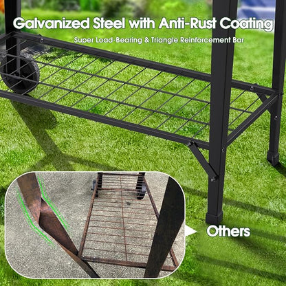 Highpro Raised Garden Bed with Wheels and Legs for Outdoor Use, Mobile Elevated Planter Cart for Vegetable Herbs Flowers Potted Plants, Black