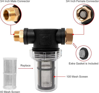 BEETRO Garden Hose Filter for Pressure Washer Inlet Water, Sediment Filter Attachment, with 100 Mesh and 40 Mesh Screen, 3 Sets