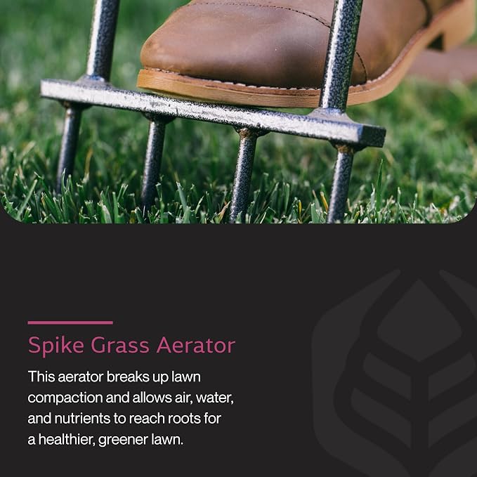 Yard Butler Spike Aerator - Durable Lawn Aerator for Easy Lawn Care & Healthy Growth - Prevent Lawn Damage by Breaking Up Compaction - Ergonomic Gardening Tool