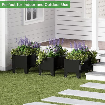 PROXRACER Elevated Metal Planter Box Stand Heavy Duty Raised Garden Bed for Vegetables Flowers Herbs Indoor Outdoor Use, Charcoal