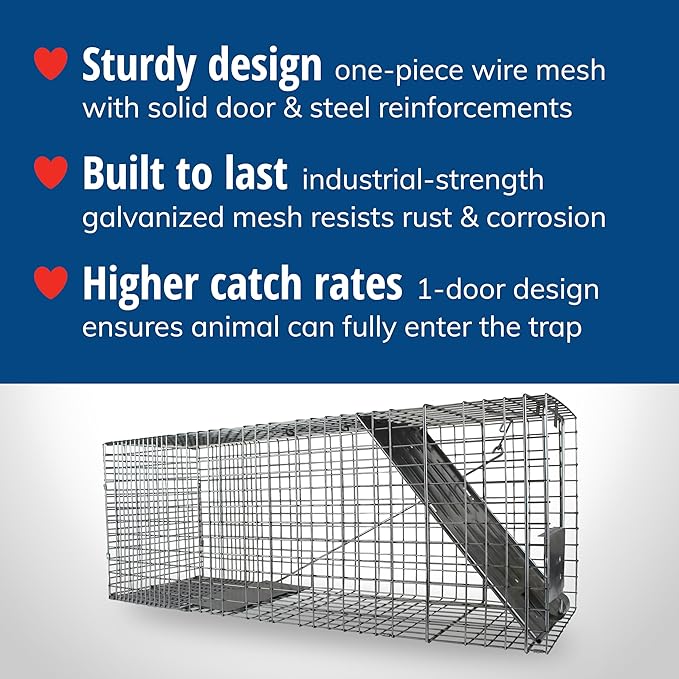 Havahart Large 1-Door Live Animal Trap for Raccoons, Cats, Bobcats, Beavers | Heavy Duty Humane Catch and Release Cage Trap for Outdoor Pest Control, 1079SR