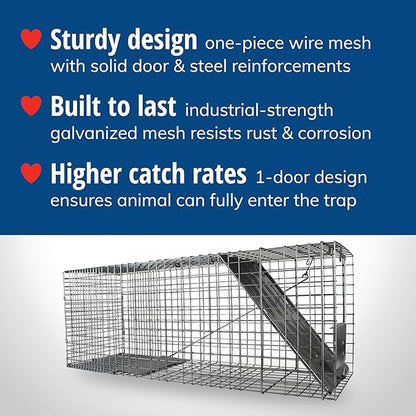 Havahart Large 1-Door Live Animal Trap for Raccoons, Cats, Bobcats, Beavers | Heavy Duty Humane Catch and Release Cage Trap for Outdoor Pest Control, 1079SR