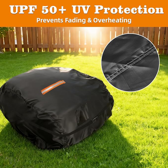 Saking Robot Lawn Mower Cover Waterproof, 500D Heavy Duty Wire Free Automatic Robotic Lawnmower Protective Cover, Smart Mowing Machine Cover with Drawstring & Buckles, 32x24x17 in, Black
