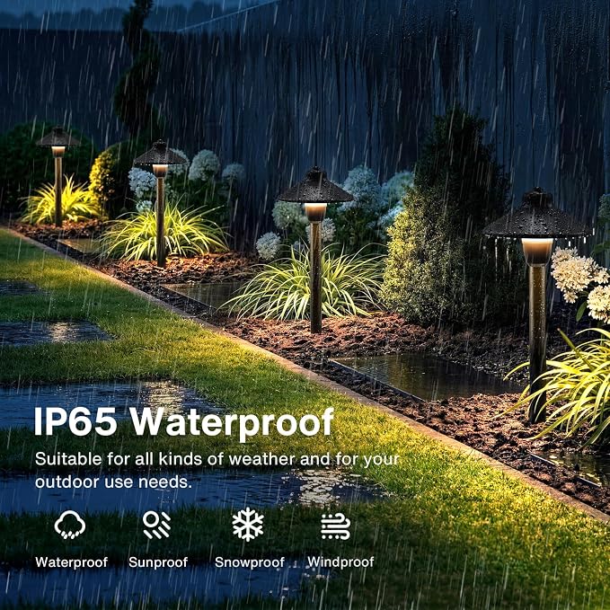 SUNVIE Low Voltage Pathway Lights 12V LED Landscape Path Lights 3000K Outdoor Waterproof Landscape Lighting 3W Aluminum Low Voltage Landscape Lights for Walkway Yard Garden ETL Listed Cord, 4 Pack