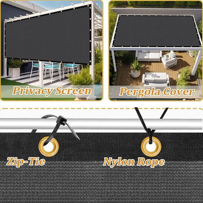 Shade&Beyond Customized Size 12' X 12' Shade Cloth with Grommets, 90% UV Protection UV Protection Mesh Tarp Sun Screens for Patio GN01, Dark Gray