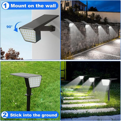 Solar Spot Lights Outdoor, IP65 Waterproof 44 LED Landscape Spotlights, Solar Powered Spotlight with Auto On/Off and 3 Lighting Modes for Outside Garden Decor, 4 Pack (Cool White)
