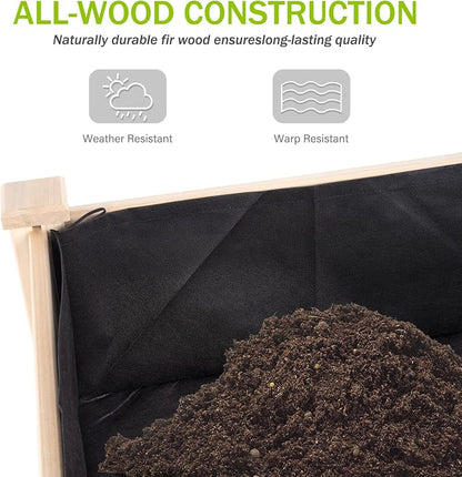 Backyard Expressions 48"x34" Raised Garden Bed - Elevated Wood Planter Box for Healthy Plant Growth, 440 lb Capacity - Natural Color