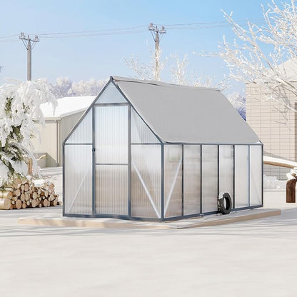 GarveeLife 6x11FT Aluminum Large Walk-in Greenhouses for Outside, Polycarbonate Greenhouse with Aluminum Frame, Greenhouse with Ventilation and Rain Gutter, Polycarbonate Greenhouses for Outdoors