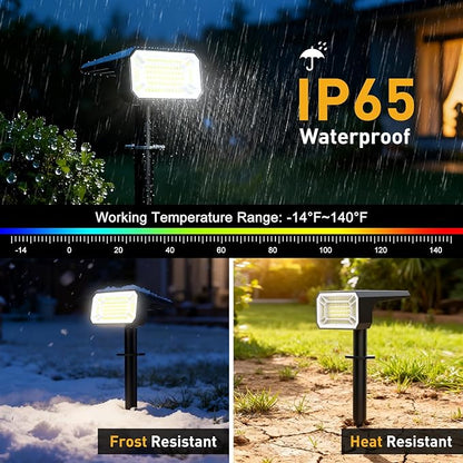 Solar Spot Lights Outdoor, 4 Pack Solar Landscape Lights with 100 LEDs Each, 4 Lighting Modes, IP65 Waterproof, 2-in-1 Adjustable Solar Spotlights for Yard Garden Pathway Driveway(Cool White)