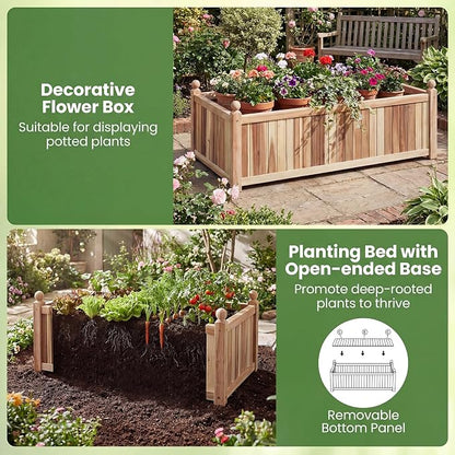 Giantex Acacia Wood Raised Garden Beds Set of 2, 44"x23"x16" Rectangular Planter Box w/Black Liner for Vegetable Flower Herb Fruit, Easy Assembly, Outdoor Planting Bed for Backyard, Garden, Lawn