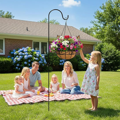 EIMQUVW Outdoor Metal Hanging Planters Basket (4pack, 10 inch) Hanging Baskets for Plants Chain Round Wire Plant Holder with Coco Fiber Liners for Garden, Patio, Deck, Porch(Flower Border)