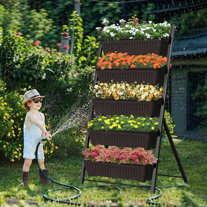 TOREVSIOR 5-Tier Vertical Raised Garden Bed, Vertical Garden Planter with Water Drainage, Elevated Garden Bed for Vegetables Flowers Herbs Indoor Outdoor