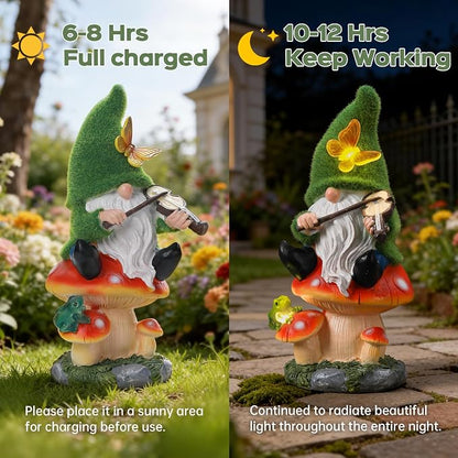 Solar Gnomes Garden Statue Decor for Mother's Father's Day,Gnome Figurines with LED Light for Garden Decorations for Patio Lawn Balcony Garden Housewarming Gifts for Women Mom Grandma