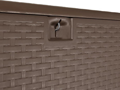 Amazon Basics Outdoor Storage Deck Box, Lockable, Weather-Resistant, 99 Gallon, Brown, for Patio Cushions, Gardening Tools, Pool Accessories
