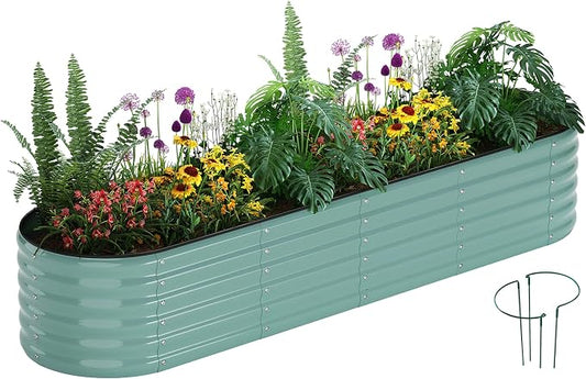ZFHgarden Galvanized Metal Planter Raised Garden Bed Kit for Gardening Outdoor，8x2x1ft Planter Grow Garden Box Raised Flower Bed，Long Vegetable Clearance Herb Raised Garden Beds for Gardening