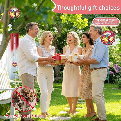 Hummingbird Wind Chimes for Outside with Wind Spinner, Summer Garden Patio Yard Porch Decor, Colorful Hummingbird Wind Chime with Gift Box, Birthday Housewarming Gifts for Women Mom