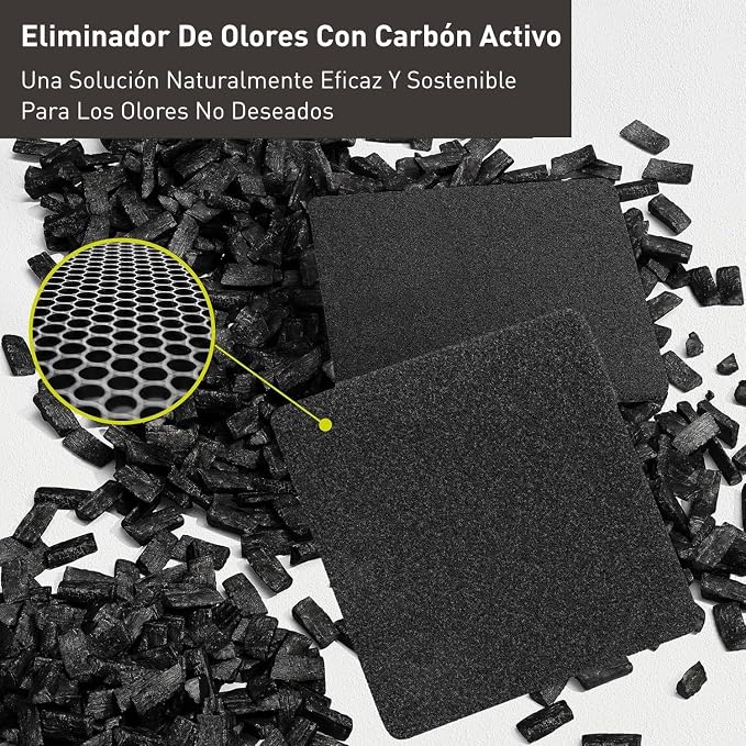 EKO Activated Charcoal Odor Filter Kit – 2-Pack Strong Odor Absorber and Deodorizer with Filter Case for Trash Cans