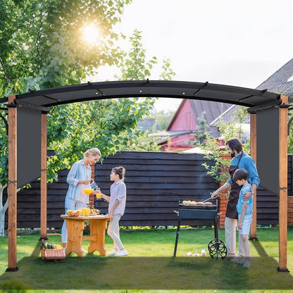 17' x 6.8' Waterproof Pergola Canopy Replacement Cover, Dark Gray | Waterproof polyester canopy with built-in drainage holes and adjustable tie straps for a secure fit in rain and wind.