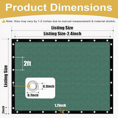 Shade&Beyond 90% Sun Shade Cloth with Grommets, 10' X 10' Pergola Shade Cover Canopy, Mesh Tarp Sun Screens for Patio, Outdoor, Garden, Backyard, Green