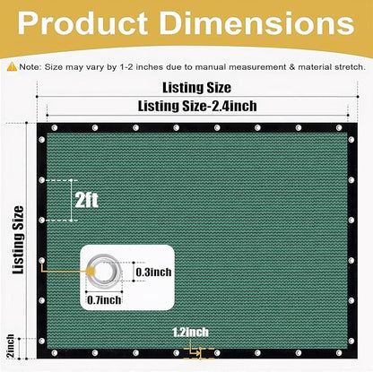 Shade&Beyond 90% Sun Shade Cloth with Grommets, 10' X 20' Pergola Shade Cover Canopy, Mesh Tarp Sun Screens for Patio, Outdoor, Garden, Backyard, Green