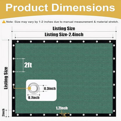 Shade&Beyond 90% Sun Shade Cloth with Grommets, 8' X 12' Pergola Shade Cover Canopy, Mesh Tarp Sun Screens for Patio, Outdoor, Garden, Backyard, Green