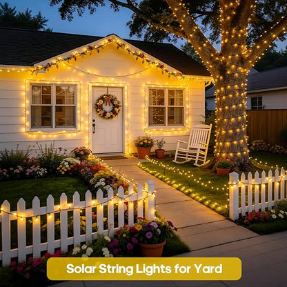 JMEXSUSS 2 Pack Solar String Lights Outdoor, Total 400LED 151FT, Warm White | Christmas Lights Outdoor Waterproof, 8 Modes Solar Powered String Lights for Outside Patio Yard Tree Christmas Decorations