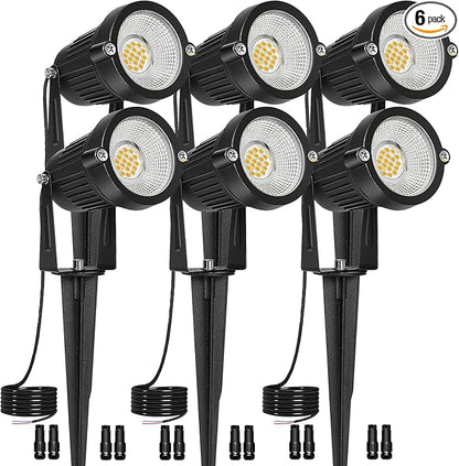 Low Voltage Landscape Lights IP65 Waterproof 7W 700LM LED Outdoor Lighting with Connectors for Garden Yard Pathway Pool | 12V 24V 2700K Tree Spotlights | Warm White - 6 Pack