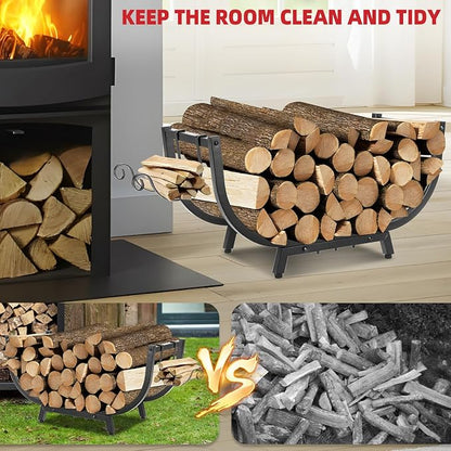Kendane 30“ Firewood Rack Outdoor and Indoor, Compact Firewood log Storage & Holder, Stable Log Holder with Reinforced Steel Frame, Waterproof Rustproof Wood Pile Storage Rack for Fireplaces/Camping.