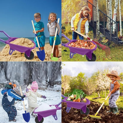 Qtioucp Kids Gardening Tools Outdoor Toys Set Backyard Play with Wheelbarrow Educational STEM Learning Pretend Toys Outdoor Indoor for Toddlers Kids Boys Girls