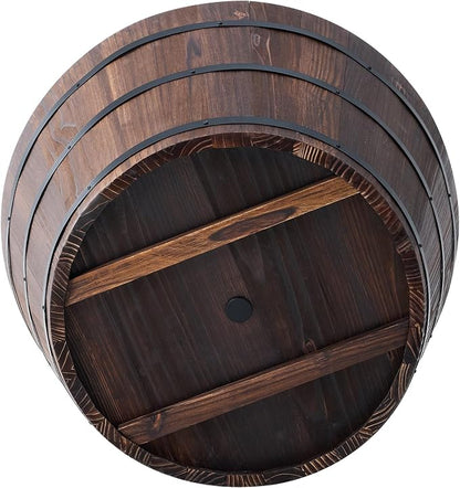 26-inch Wooden Barrel Planter, Perfect for Outdoor Plants, Whiskey-Style Garden Pot, Large Flower Container, Made of Sturdy Solid Wood, Suitable for Herbs, Succulents, and shrubs