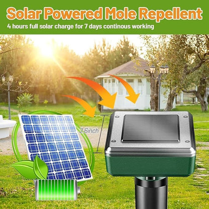 Mole Repellent Solar Powered 8 Pack Sonic Mole Deterrent Spikes, Snake Gopher Vole Repellent for Lawn Garden & Yard Gopher Deterrent, Groundhog Repellent