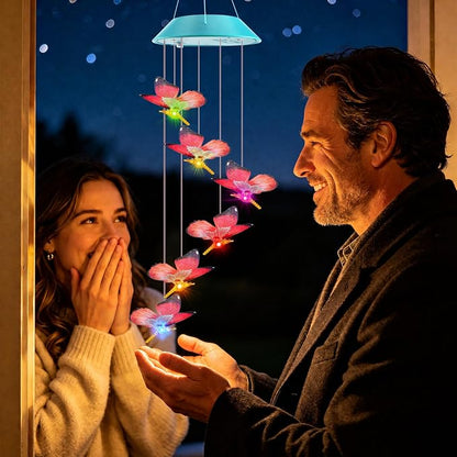 Toodour Solar Wind Chime, Color Changing LED Swaying Butterfly Wind Chimes, Upgrade Butterfly with Fluttering Wings, Waterproof Solar Outdoor Light Decor for Garden Window Patio, Gift for Mom Grandma
